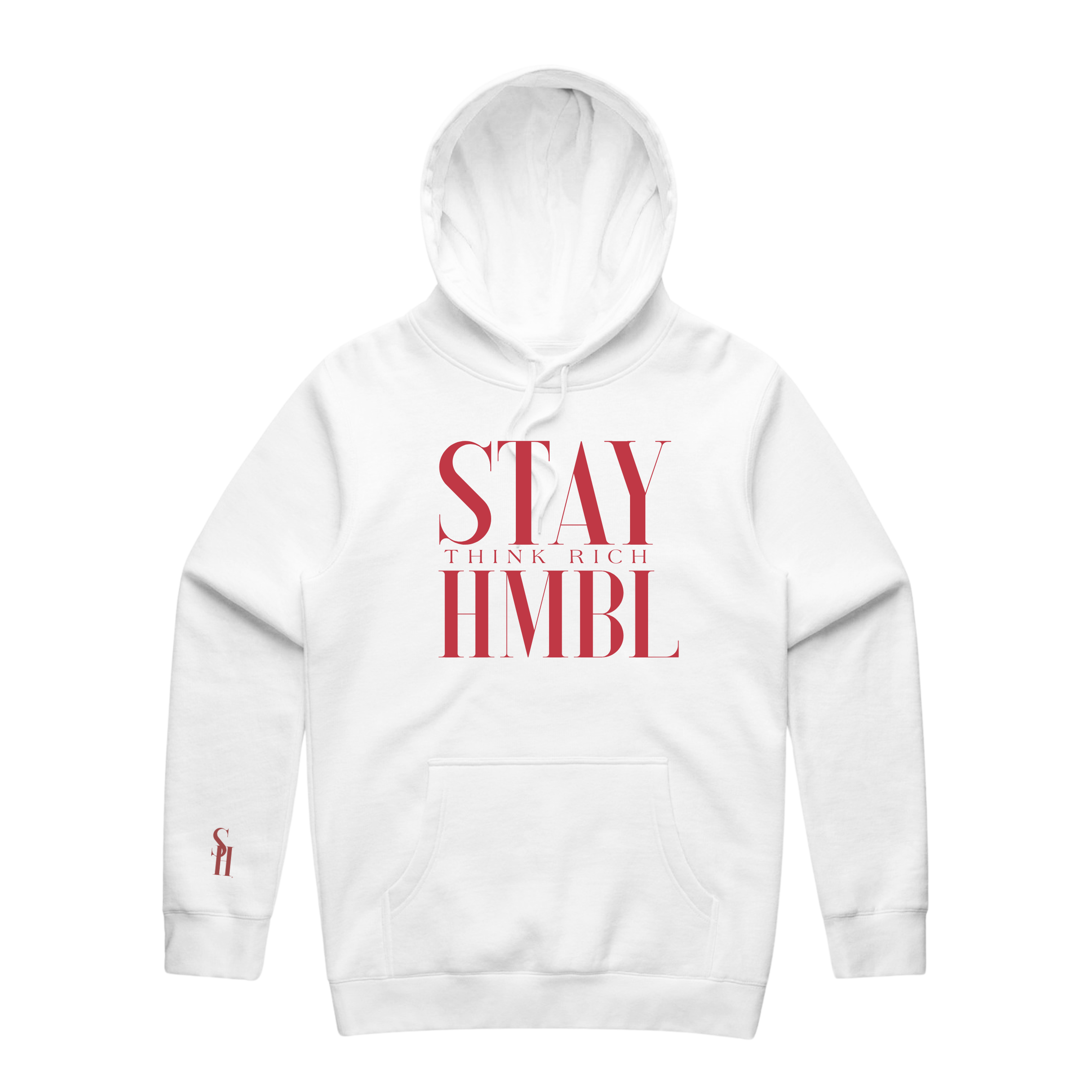 Stay HMBL Think Rich Mid-Weight Hoodie - White & Red Stay HMBL Think Rich Mid-Weight Hoodie - White & Red
