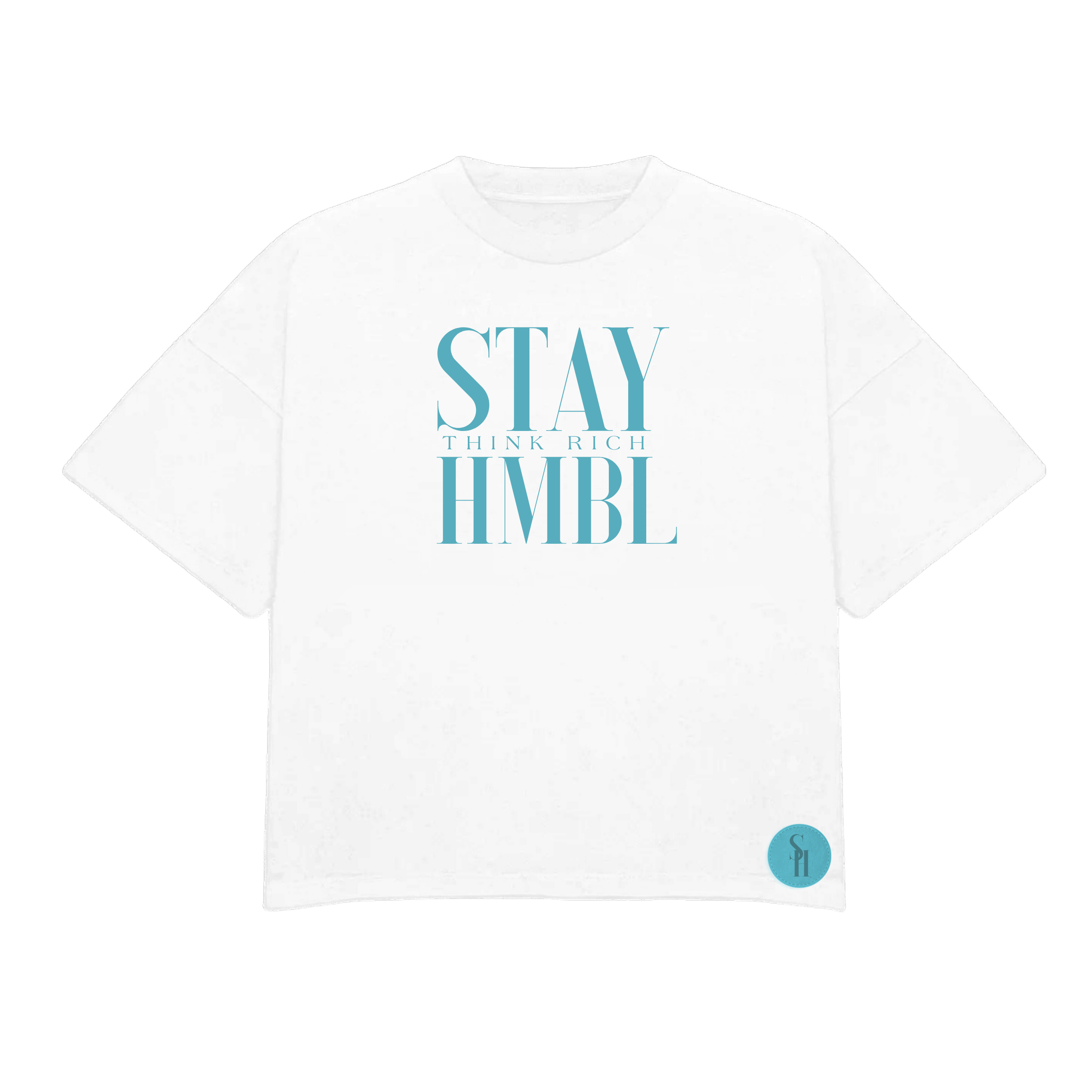 Stay HMBL Think Rich T-Shirt - White & Turquoise Stay HMBL Think Rich T-Shirt - White & Turquoise