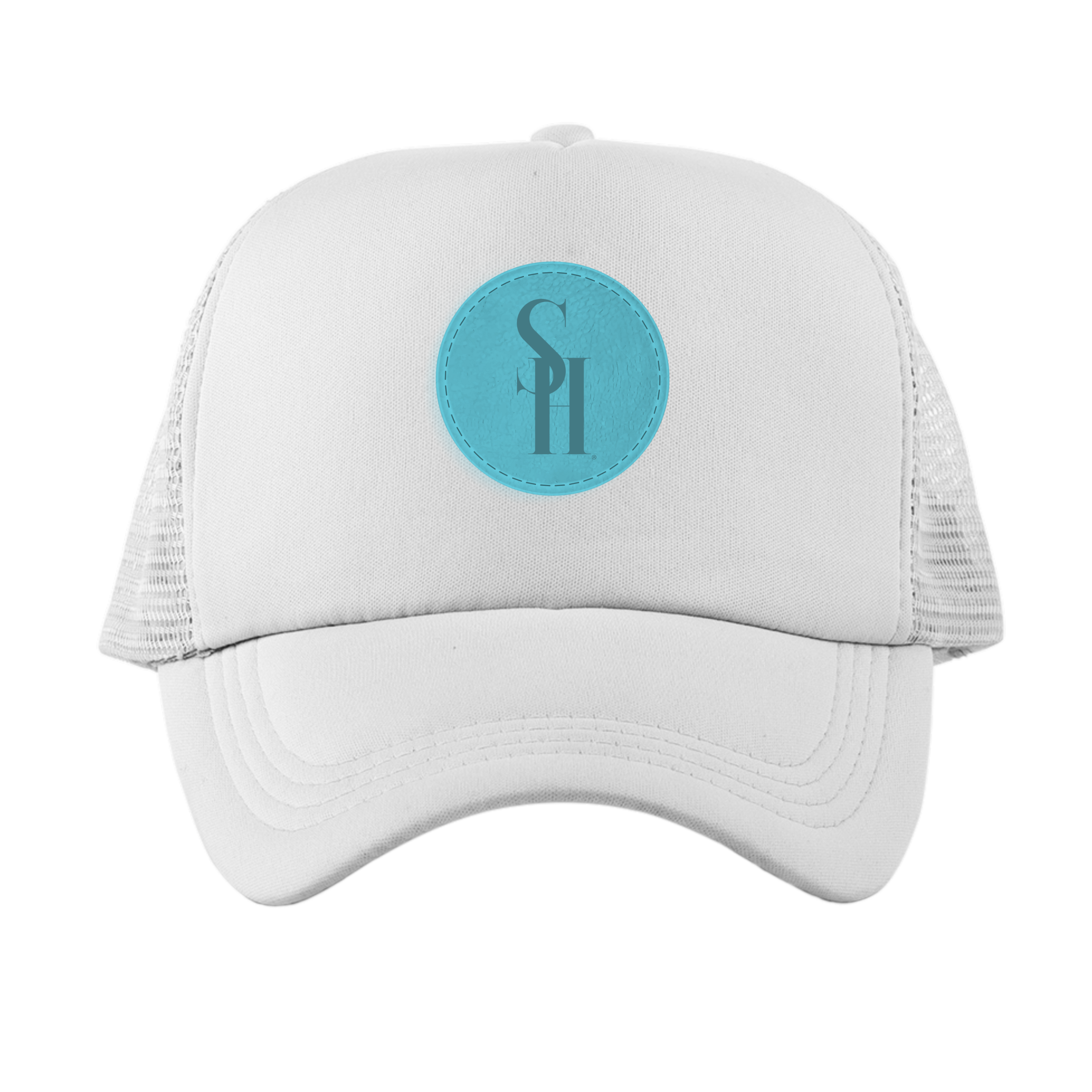Stay HMBL Patch Trucker Hat - White & Turquoise Stay HMBL Patch Trucker Hat - White & Turquoise