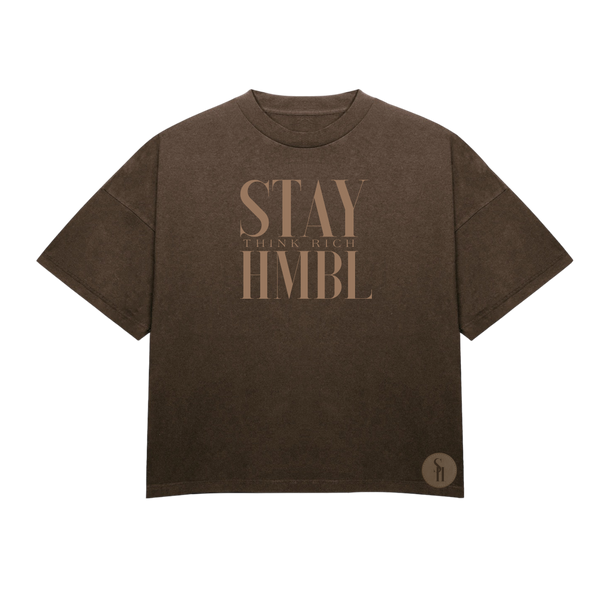 Stay HMBL Think Rich T-Shirt - Brown