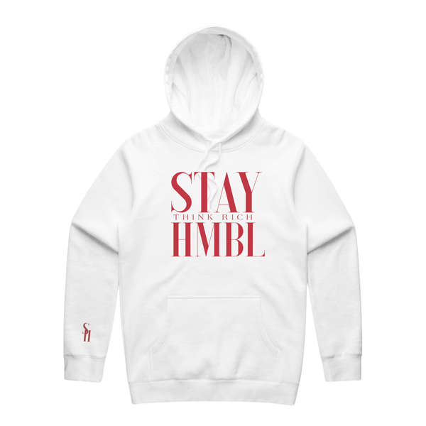 Stay HMBL Think Rich Mid-Weight Hoodie - White & Red